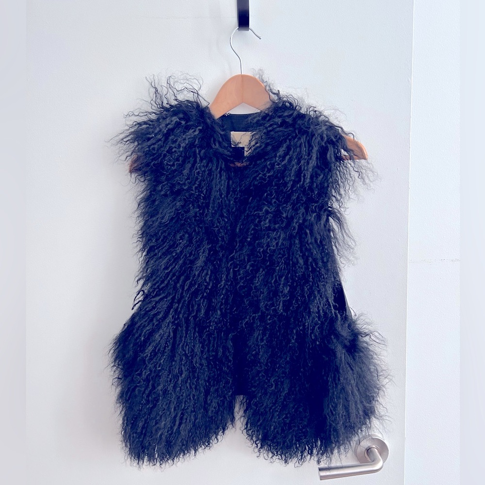 Michael Kors Black Mongolian Fur Vest. Large.